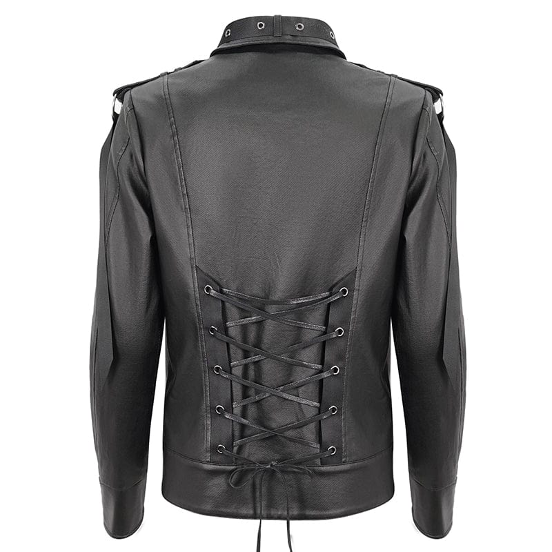 DEVIL FASHION Men's Punk Studded Strap Jacket