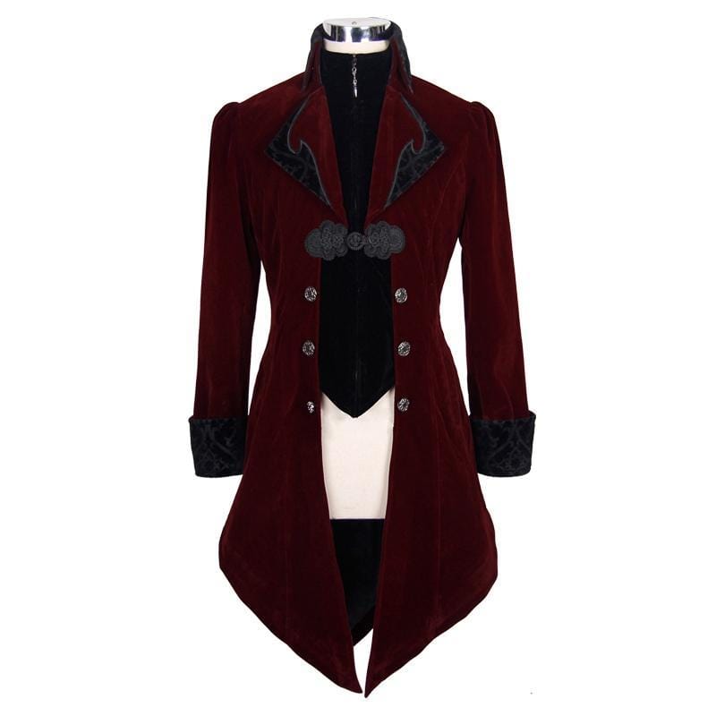 DEVIL FASHION Men's Ruffled Sleeve Vintage Tailcoat