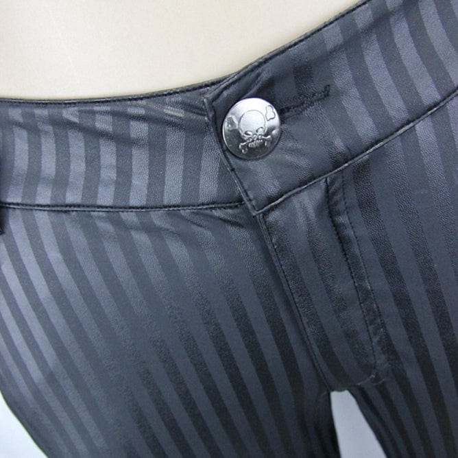 DEVIL FASHION Men's Skinny Punk Striped Trousers
