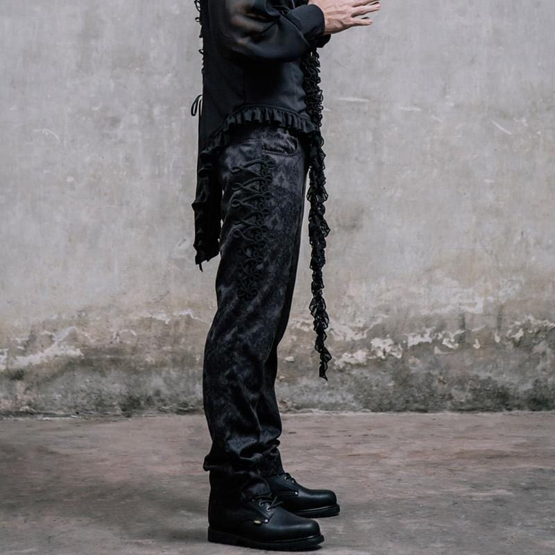 DEVIL FASHION Men's Vintage Brocade Trousers