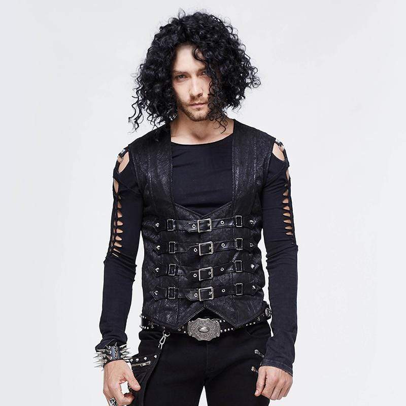 DEVIL FASHION Men's Vintage Buckles Waistcoat