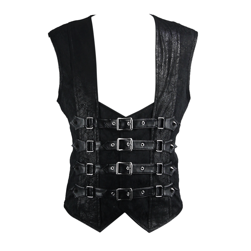 DEVIL FASHION Men's Vintage Buckles Waistcoat