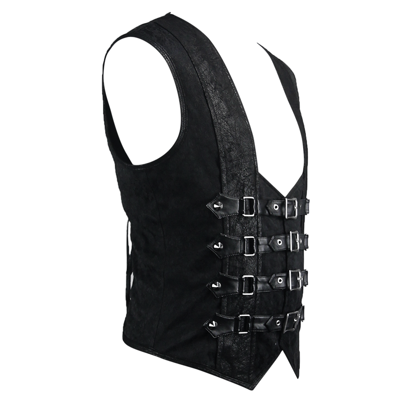 DEVIL FASHION Men's Vintage Buckles Waistcoat
