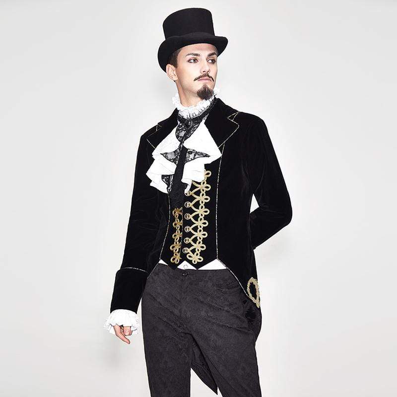 DEVIL FASHION Men's Vintage Goth Velvet Jacket