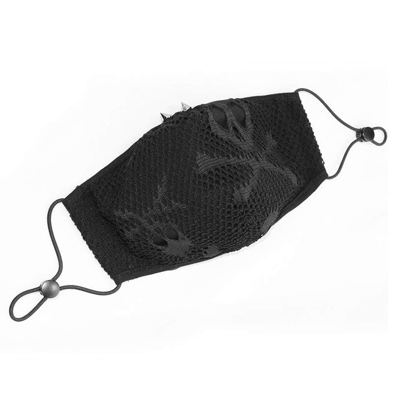 Unisex Gothic Skelenton Mesh Overlaide Masks With Disposable Filter Insert Set of two