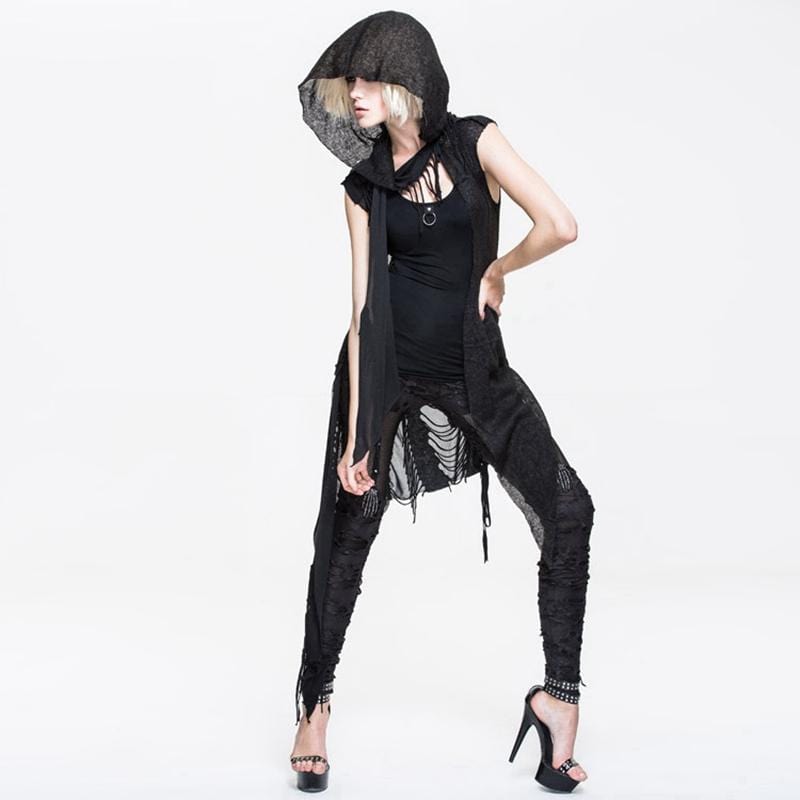 DEVIL FASHION Women's Distressed Cowl With Lacing