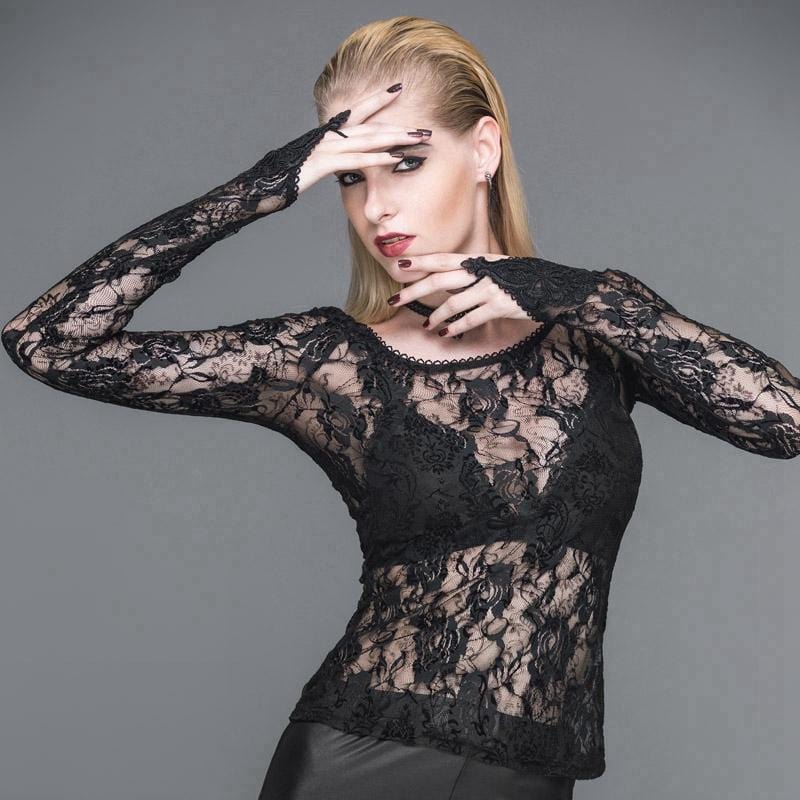 DEVIL FASHION Women's Full Lace Punk T-Shirt