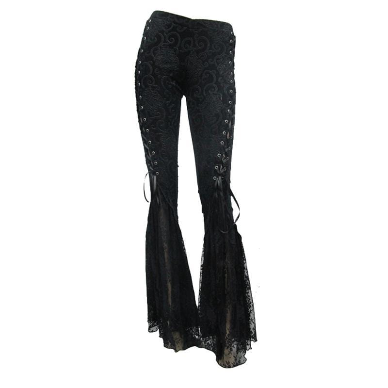 DEVIL FASHION Women's Goth Lace Frill Trousers