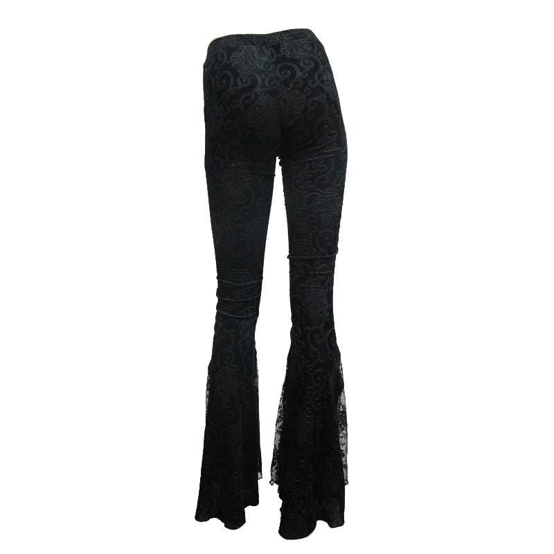 DEVIL FASHION Women's Goth Lace Frill Trousers