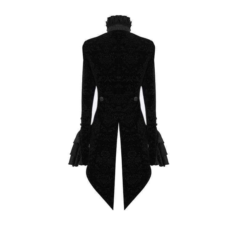 Women's Goth Ruffles Velet Swallow-tailed coat