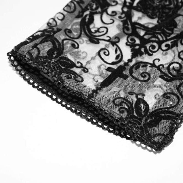 DEVIL FASHION Women's Goth Sheer Floral Lace Leggings