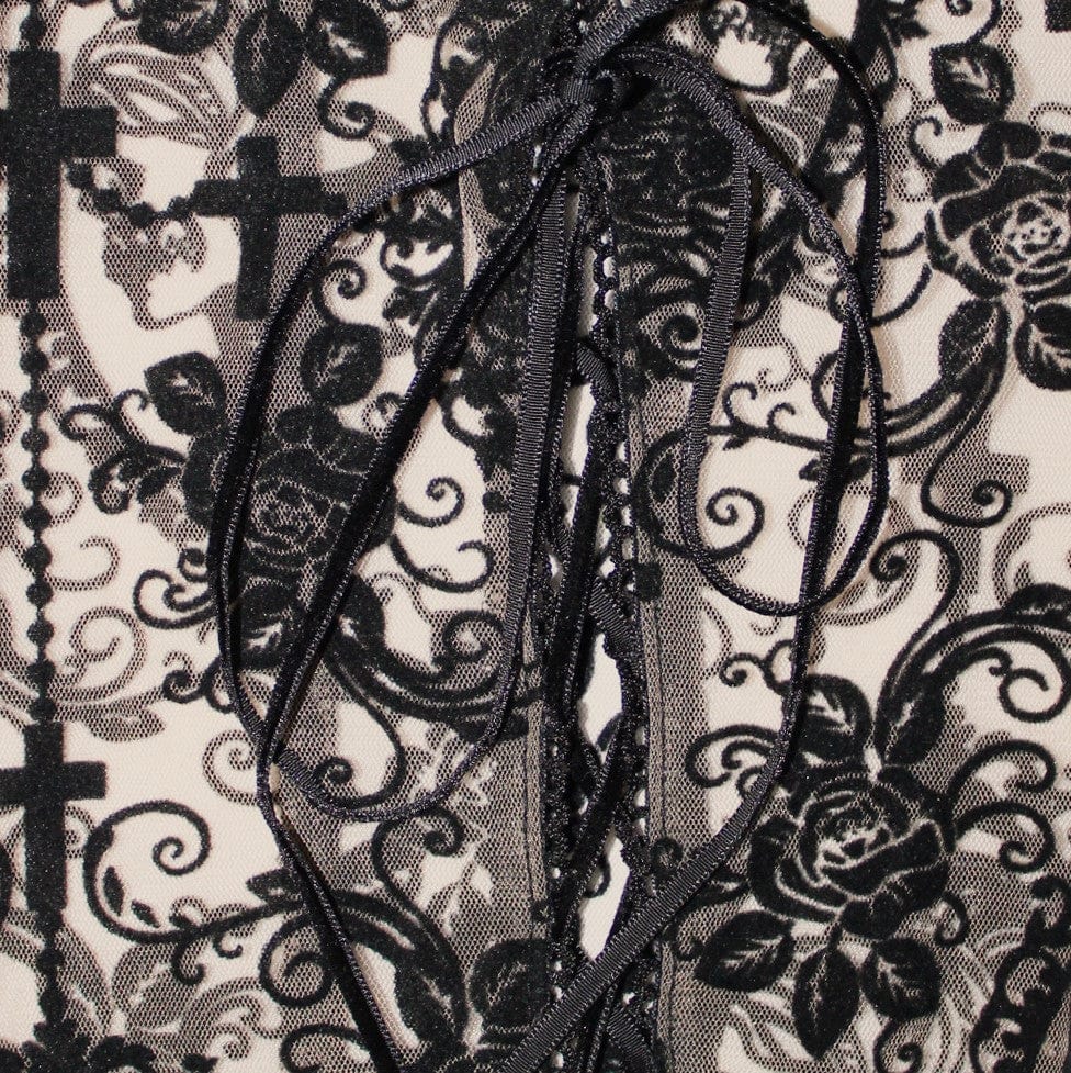 DEVIL FASHION Women's Goth Sheer Floral Lace Leggings