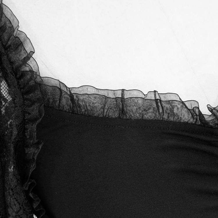 Women's Goth Sheer Lace Puff Sleeved Tops