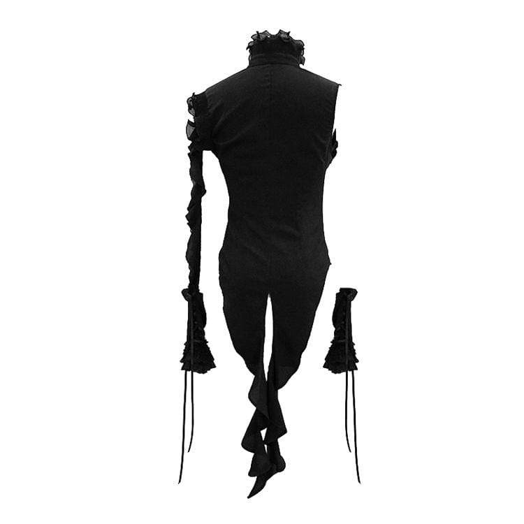 Women's Goth Stand Collar Ruffles Sleeveless Shirt