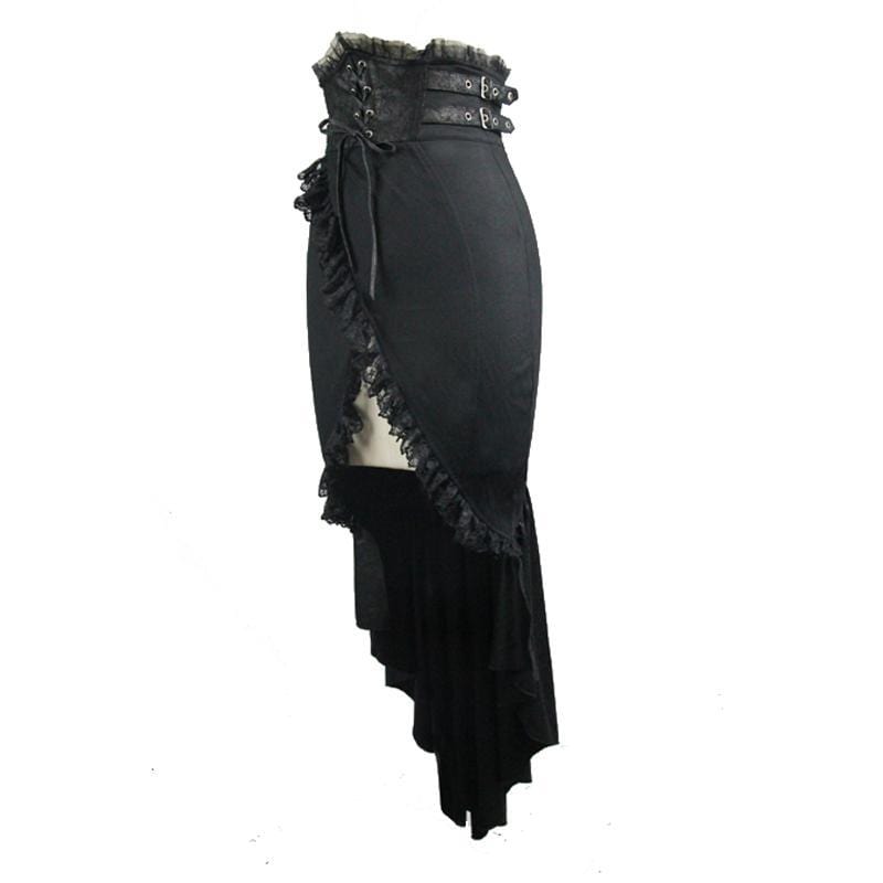 DEVIL FASHION Women's Goth Tulip Asymmetrical Skirt