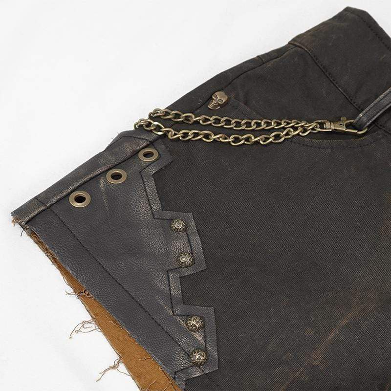 Women's Gothic Black and Copper Rivets Studded Shorts