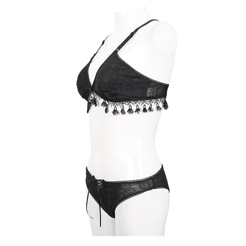 Women's Gothic Black Cross Over Shoulder Strap Bikini