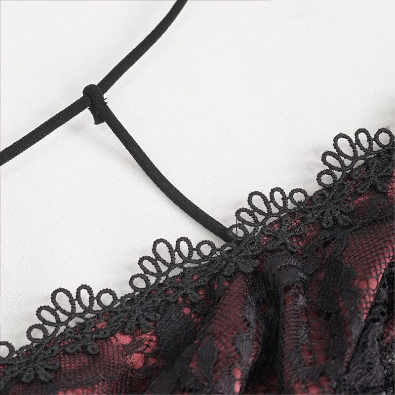 DEVIL FASHION Women's Gothic Cutout Beaded Lace Dress