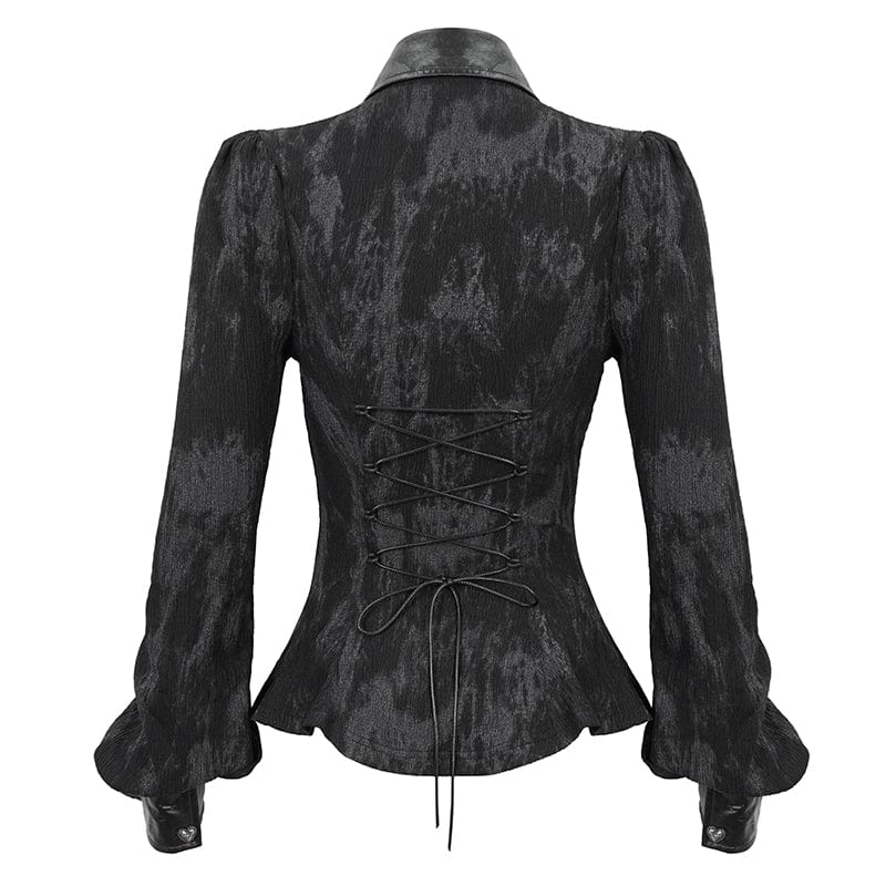 DEVIL FASHION Women's Gothic Cutout Puff Sleeved Shirt