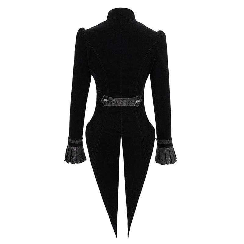 DEVIL FASHION Women's Gothic Cutout Splice Swallow-tailed Jacket