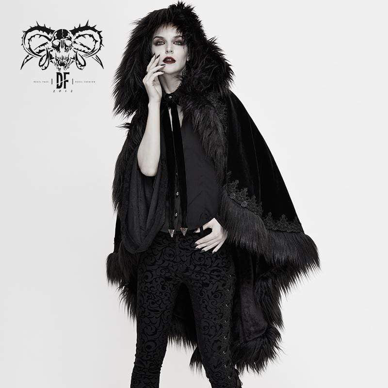 Women's Gothic Faux Fur Velet Cloaks