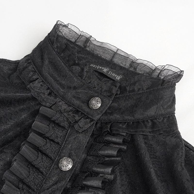 DEVIL FASHION Women's Gothic Flared Sleeved Lace Shirt