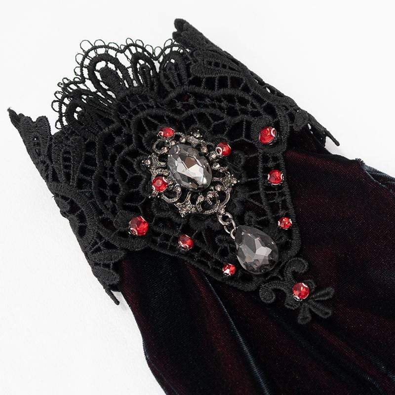 DEVIL FASHION Women's Gothic Floral Color Gradient Gloves