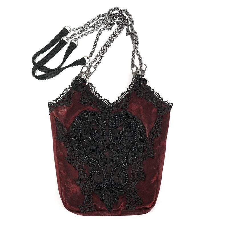 DEVIL FASHION Women's Gothic Floral Double Color Bag
