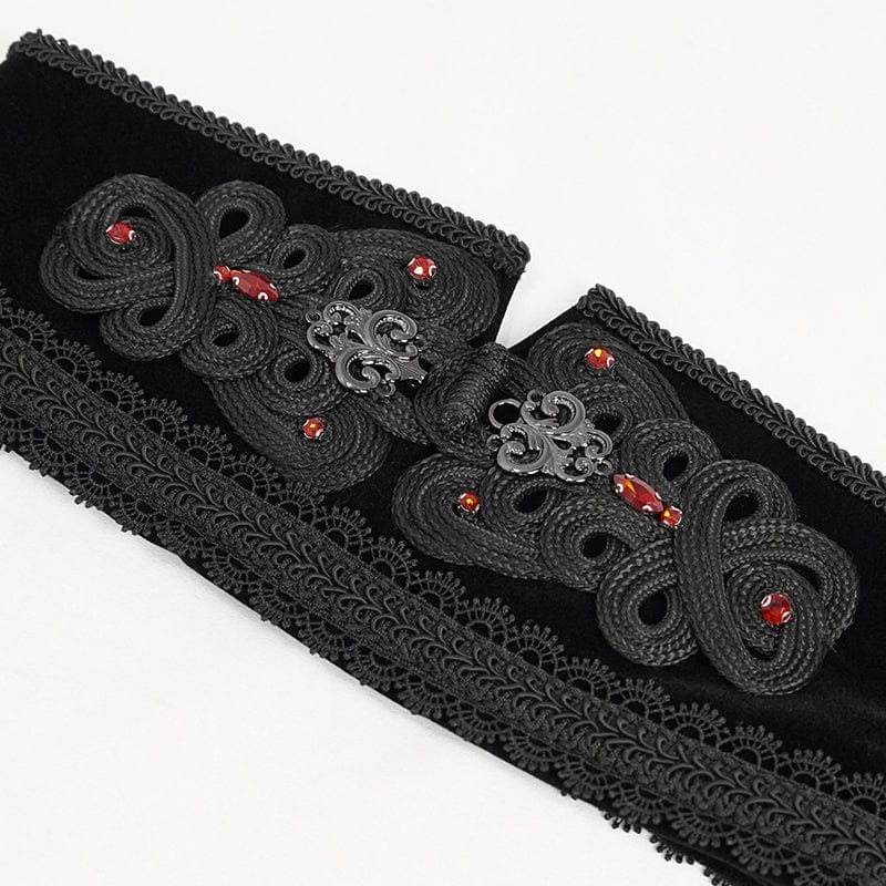 DEVIL FASHION Women's Gothic Floral Embroidered Beaded Belt