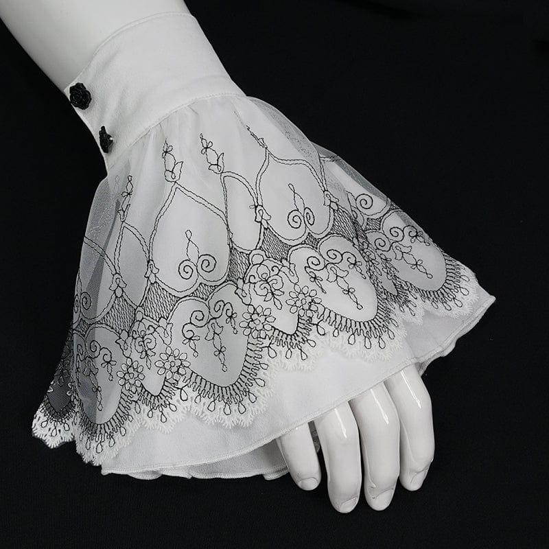 DEVIL FASHION Women's Gothic Floral Embroidered Gloves