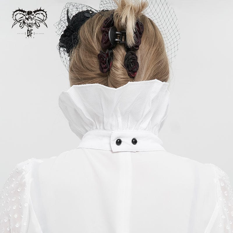 DEVIL FASHION Women's Gothic Floral Embroidered Ruffled Neckwear