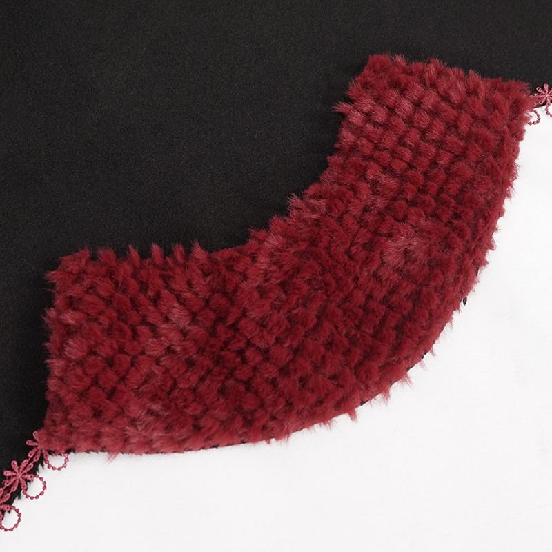 DEVIL FASHION Women's Gothic Floral Embroidered Splice Cape with Hood Black