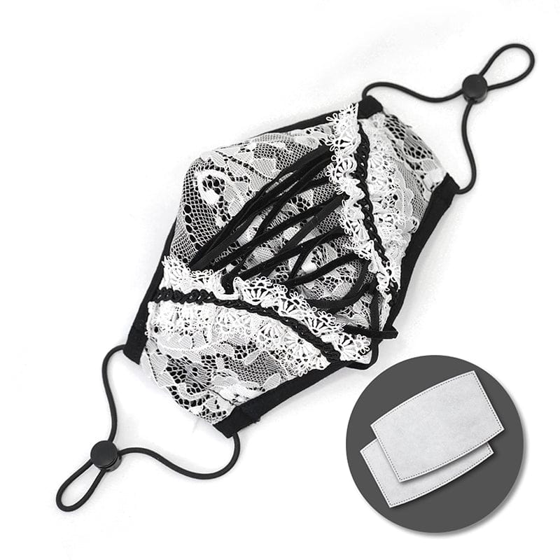 DEVIL FASHION Women's Gothic Floral Lace Mask