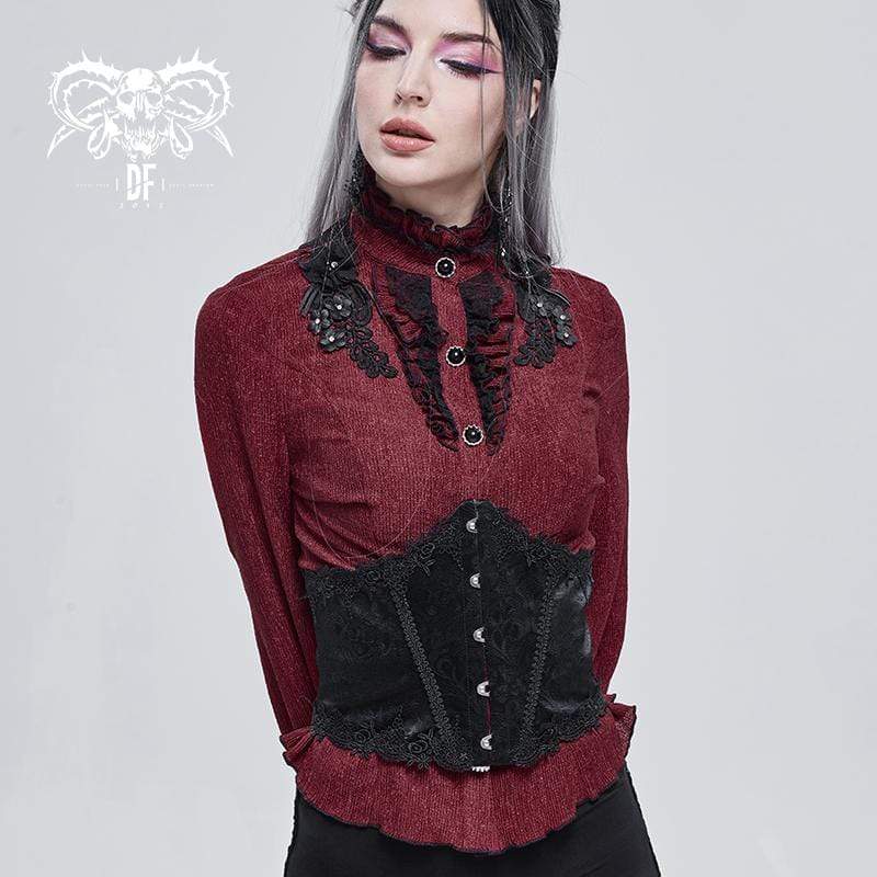 DEVIL FASHION Women's Gothic Floral Strappy Underbust Corset