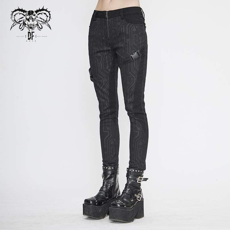 Women's Gothic Front Zip Straight-leg Pants