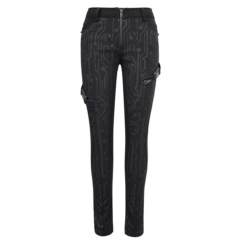 Women's Gothic Front Zip Straight-leg Pants