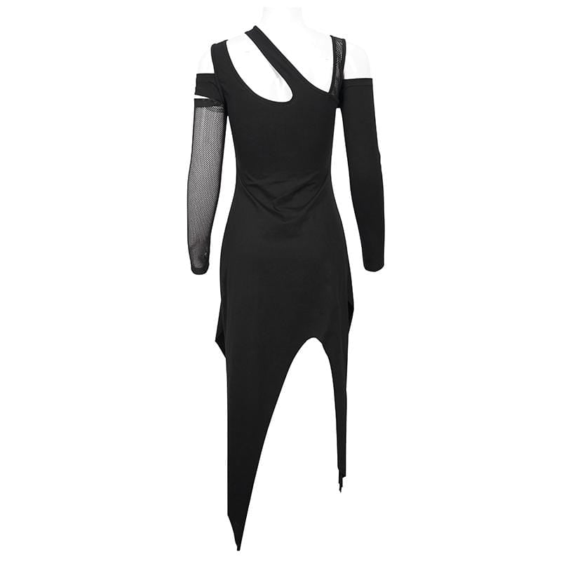 Women's Gothic Irregular Cutout Mesh Splice Dress