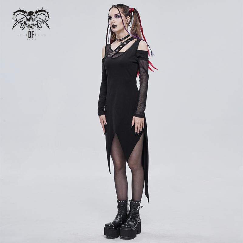 Women's Gothic Irregular Cutout Mesh Splice Dress