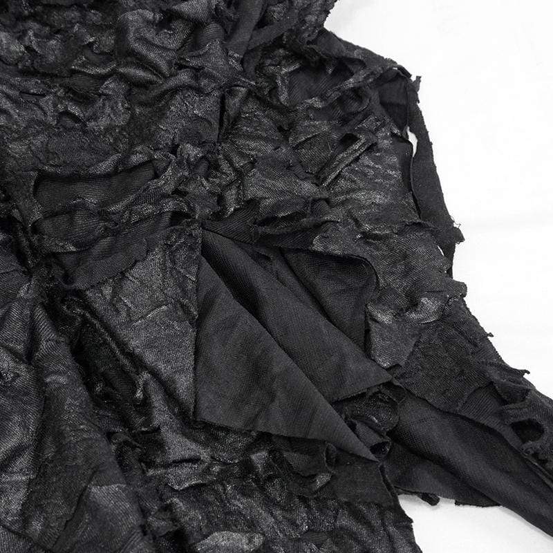 Women's Gothic Irregular Ripped Black Skirt