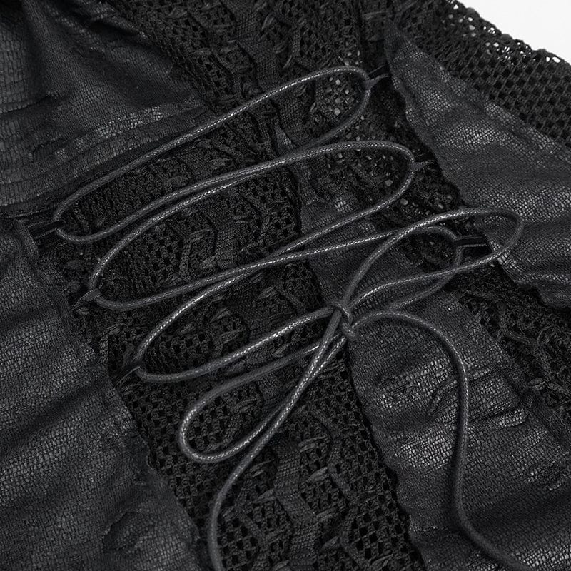 DEVIL FASHION Women's Gothic Irregular Ripped Mesh Dress