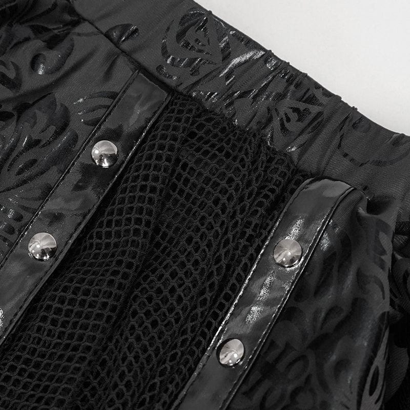 DEVIL FASHION Women's Gothic Irregular Studded Mesh Splice Swimsuit