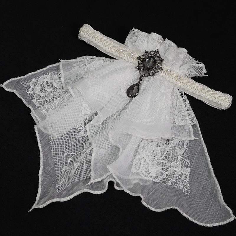 Women's Gothic Lace Multilayer White Neckwear
