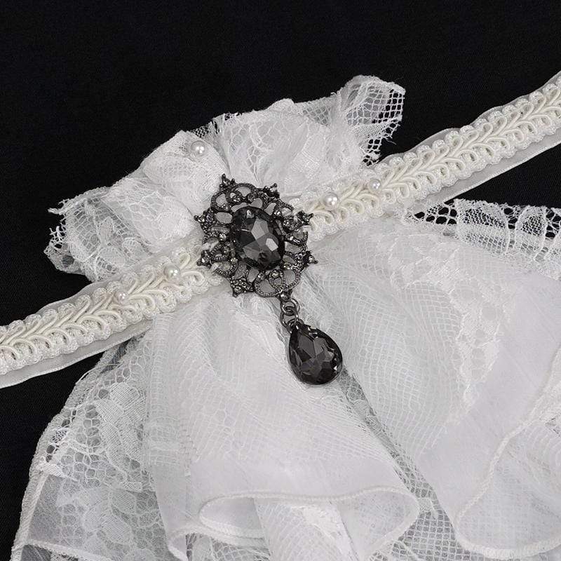 Women's Gothic Lace Multilayer White Neckwear