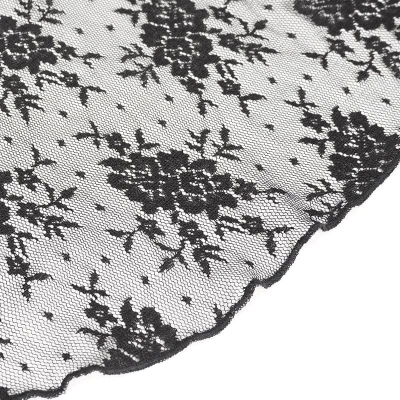 DEVIL FASHION Women's Gothic Lace Splice Velvet Flared Pants