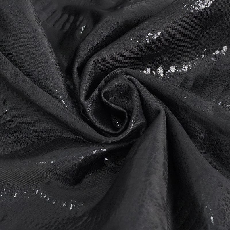 DEVIL FASHION Women's Gothic Off Shoulder Mesh Splice Split Dress