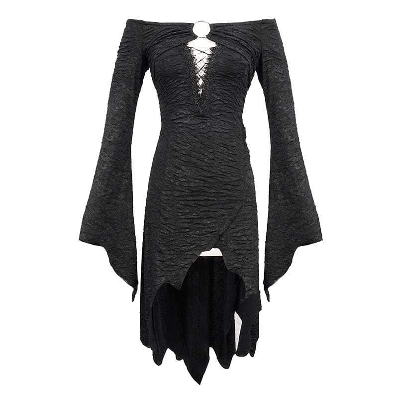 Women's Gothic Off-shoulder Ripped Irregular Dresses