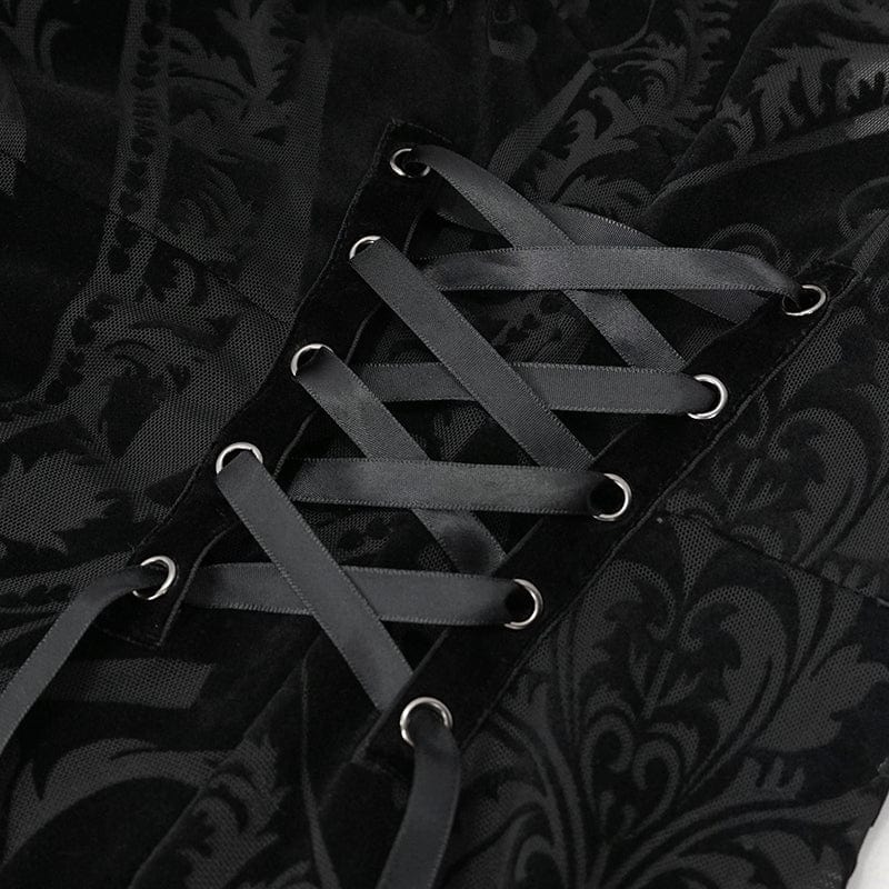 DEVIL FASHION Women's Gothic Off Shoulder Ruffled Sheer Dress