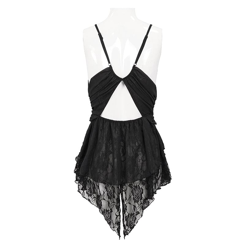 DEVIL FASHION Women's Gothic Plunging Ruffled Lace Lingerie