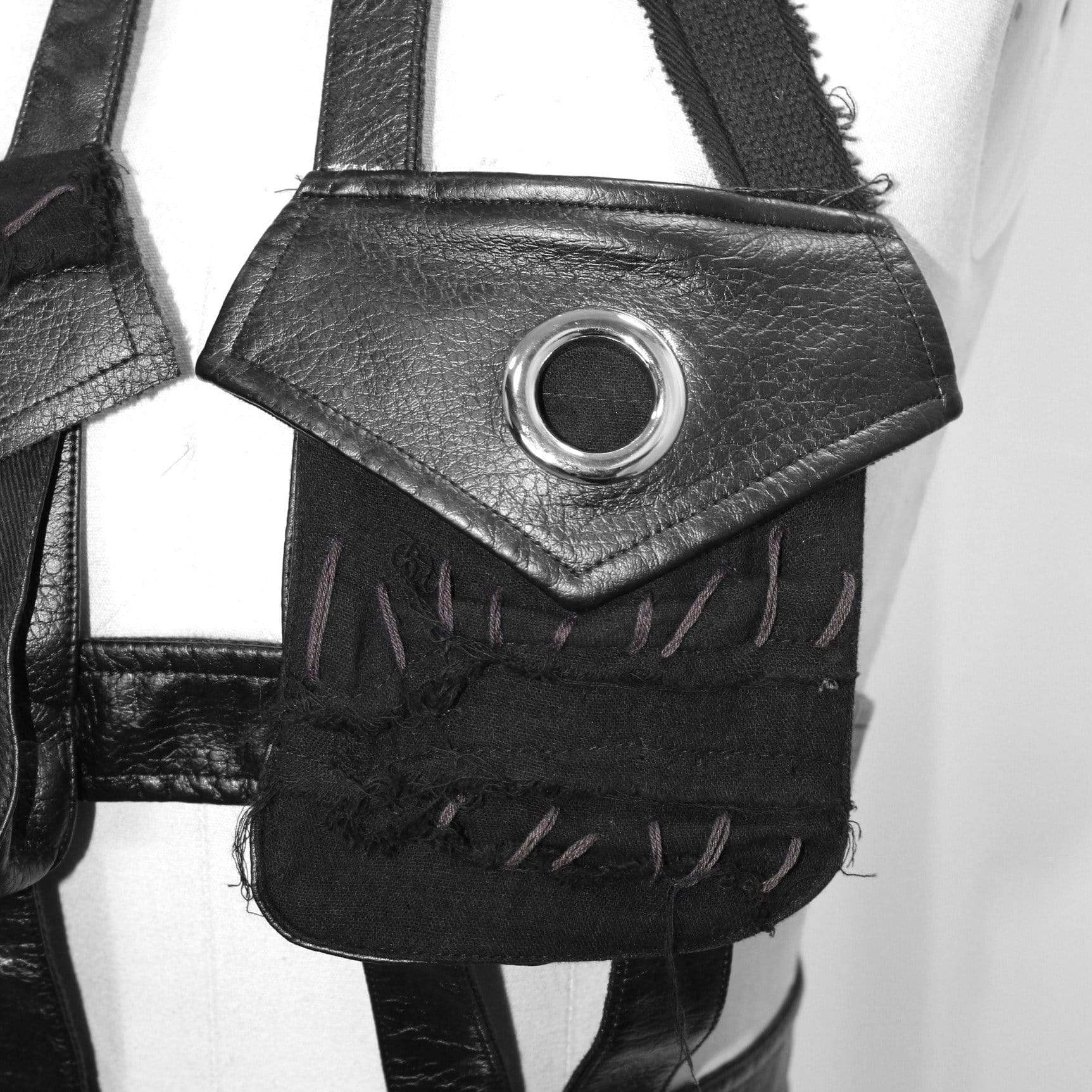 Women's Gothic Punk PU Leather Pocket Harness