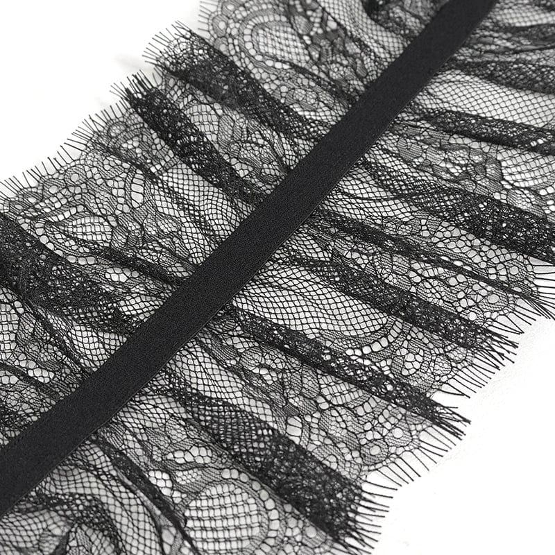 DEVIL FASHION Women's Gothic Ruffled Lace Lingerie Bodysuit